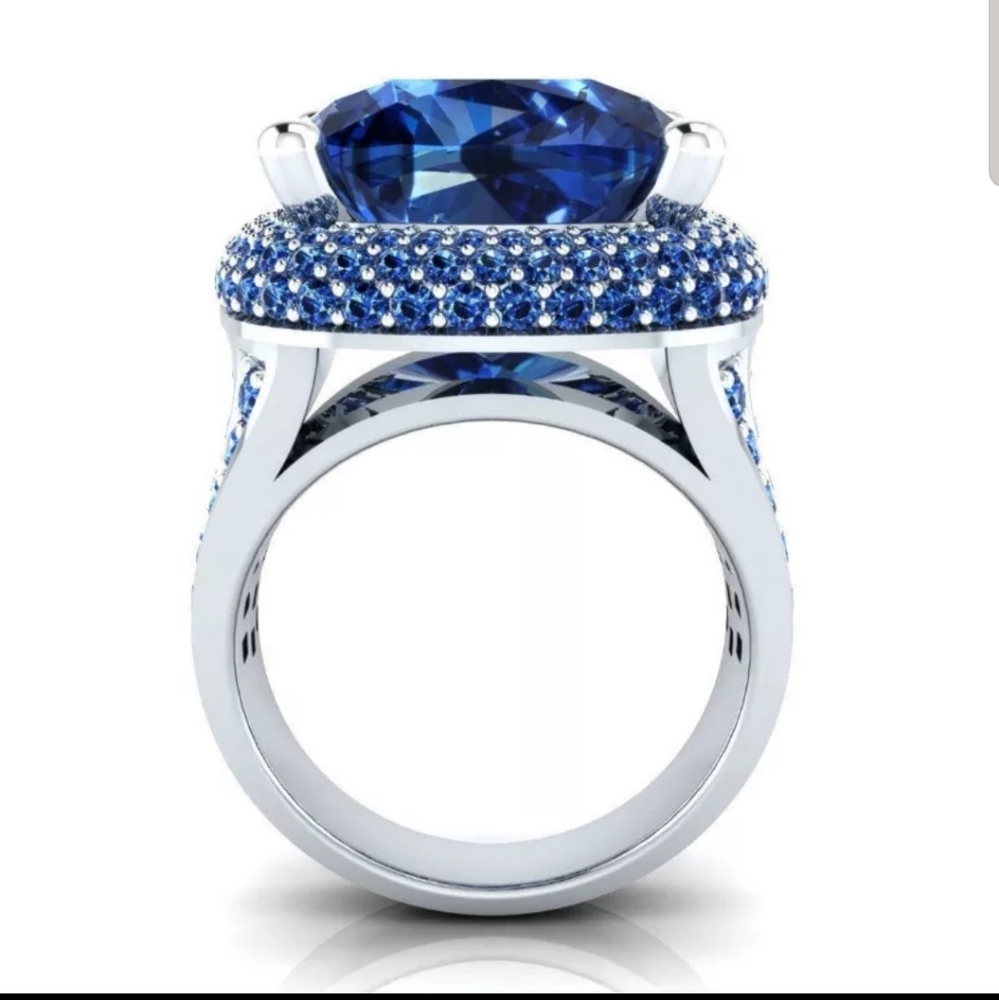 πNEW VINTAGE SAPPHIRE BLUE RING π - Picture 4 of 4